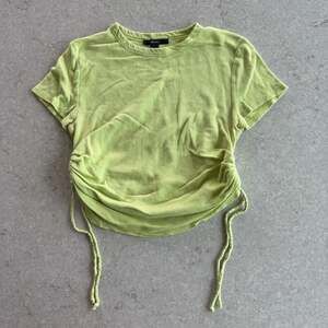 Forever 21 lime green waffle knit ruched side crop top